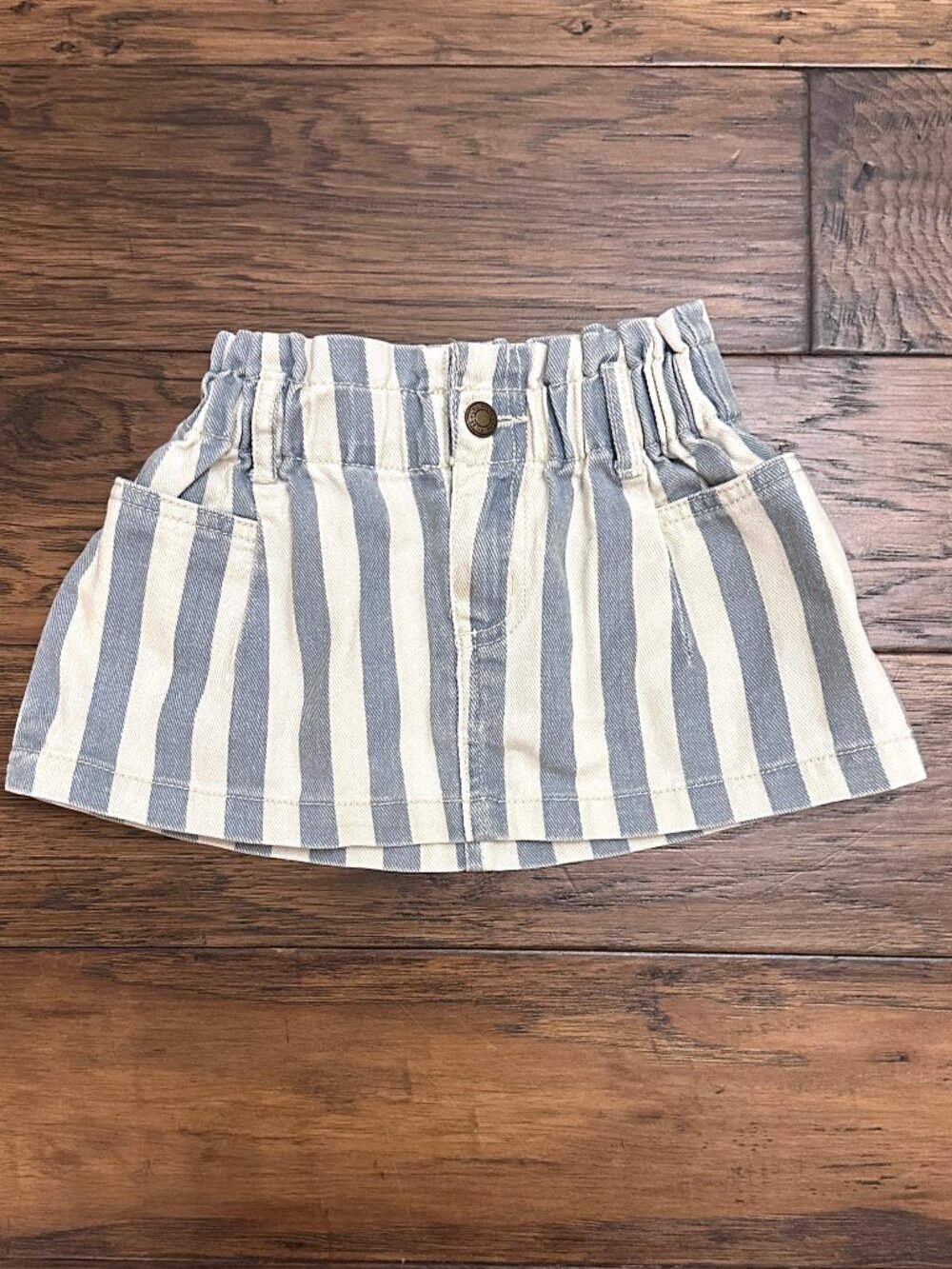 Rylee + Cru Blue Ocean Stripe Denim Mini Skirt